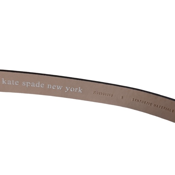 KATE SPADE • Crystal Pave Spade Mirror Metallic Silver Leather Belt - Picture 3 of 4